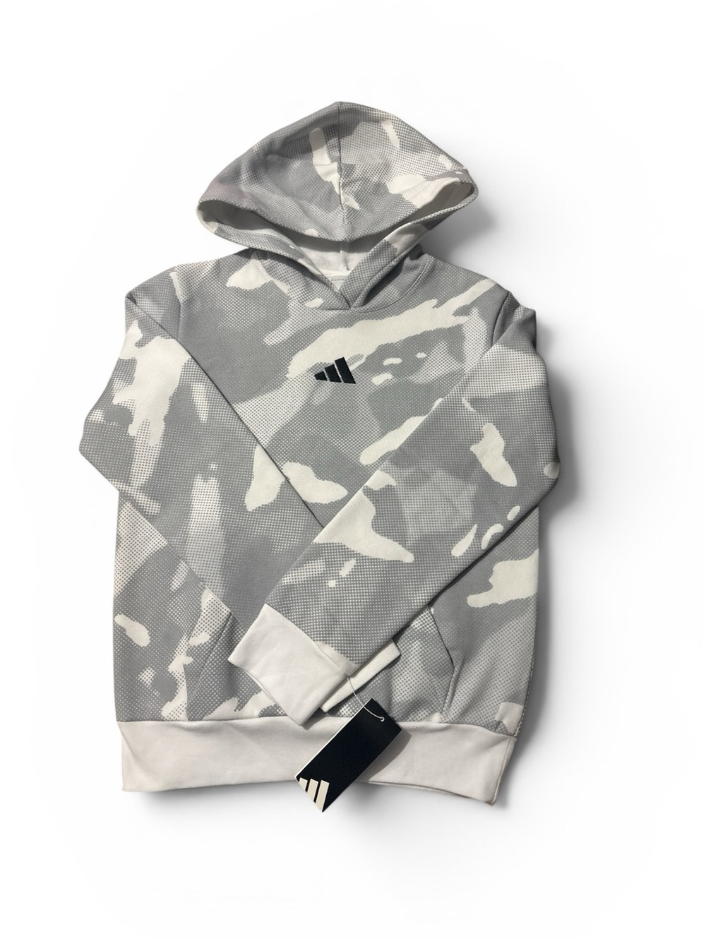 NEW Adidas Boy's Long Sleeve GRAY WHITE  Camo Hoodie, Sweatshirt  M 10/12